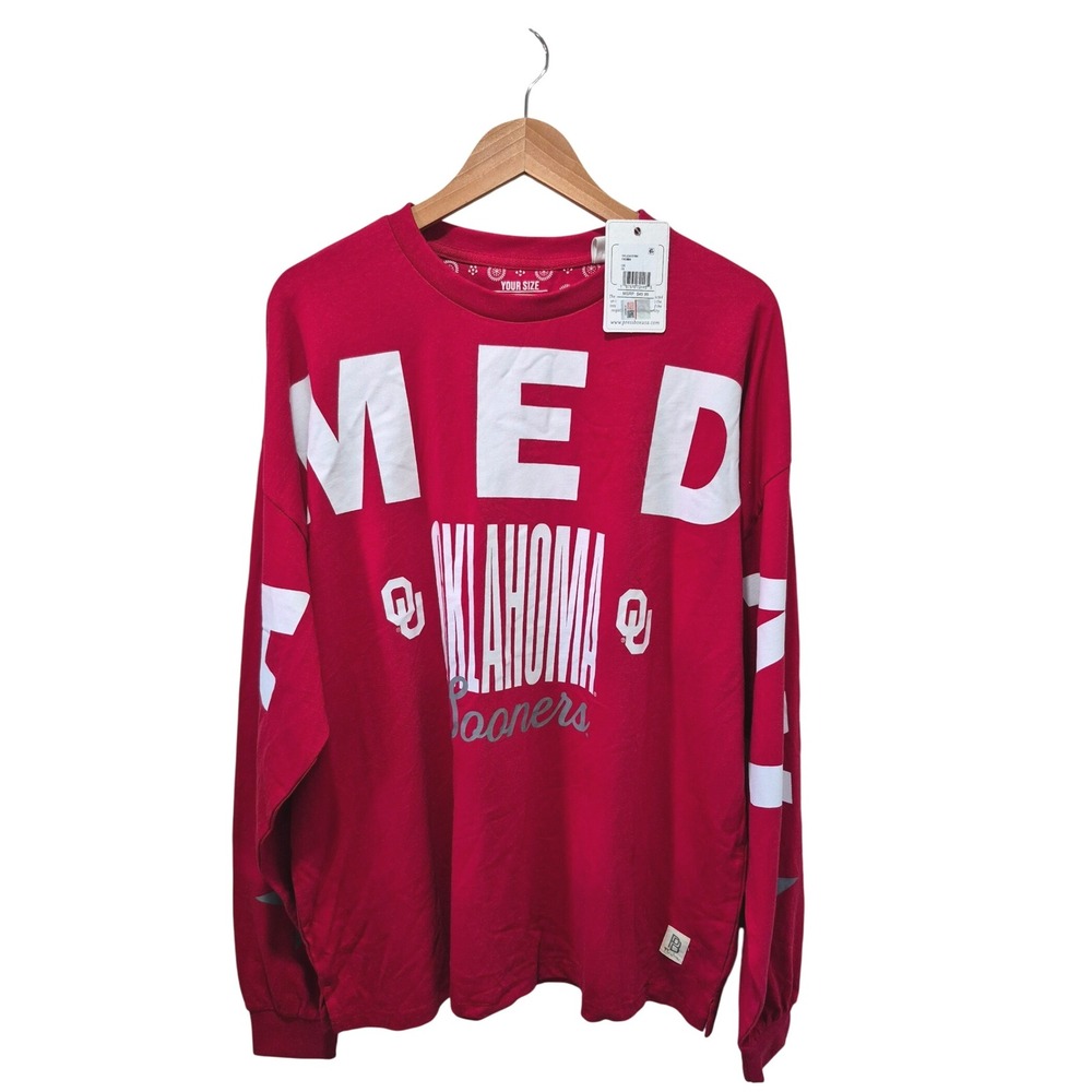 Pressbox Oklahoma Sooners Oversized‎ Game Day Sweatshirt Red OS NWT